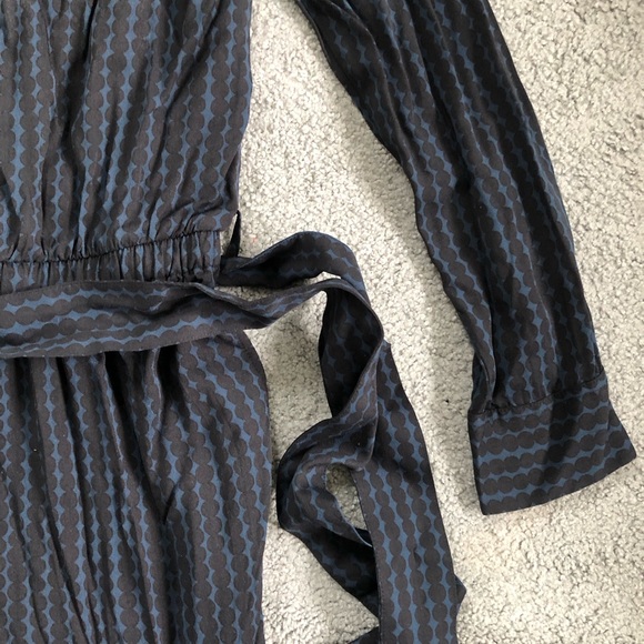 New NWT Uniqlo Marimekko navy blue dots collared belted dressy jumpsuit XS - Picture 5 of 6